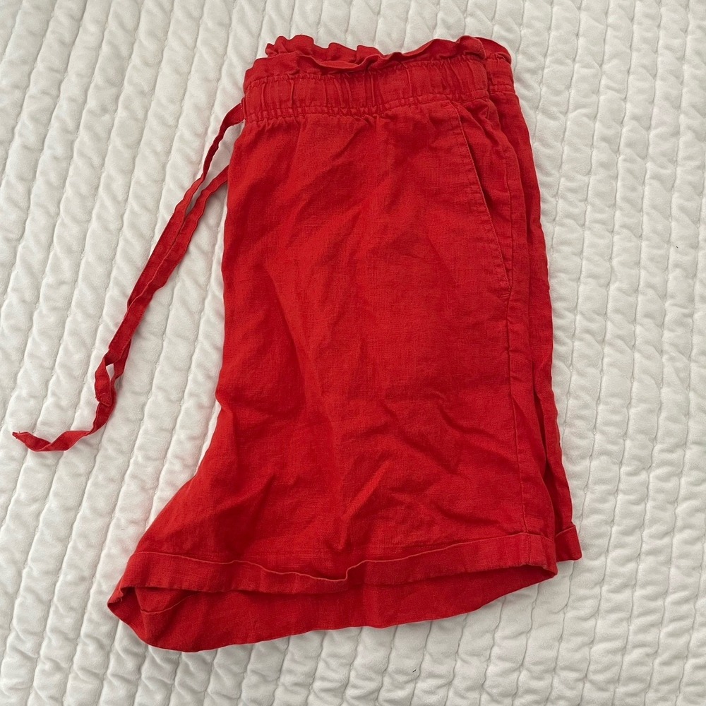 C and C California Womens 100% Linen Shorts XL Red Drawstring Casual - Picture 4 of 7
